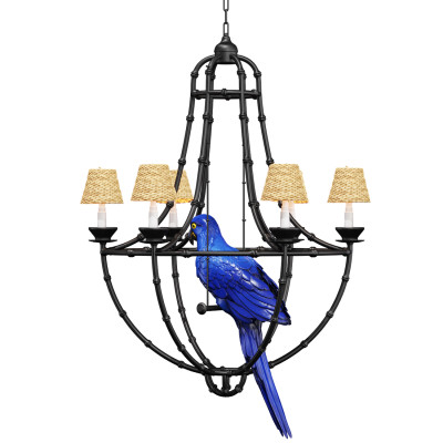 Люстра Panama Cage Chandelier Blue Parrot с попугаями