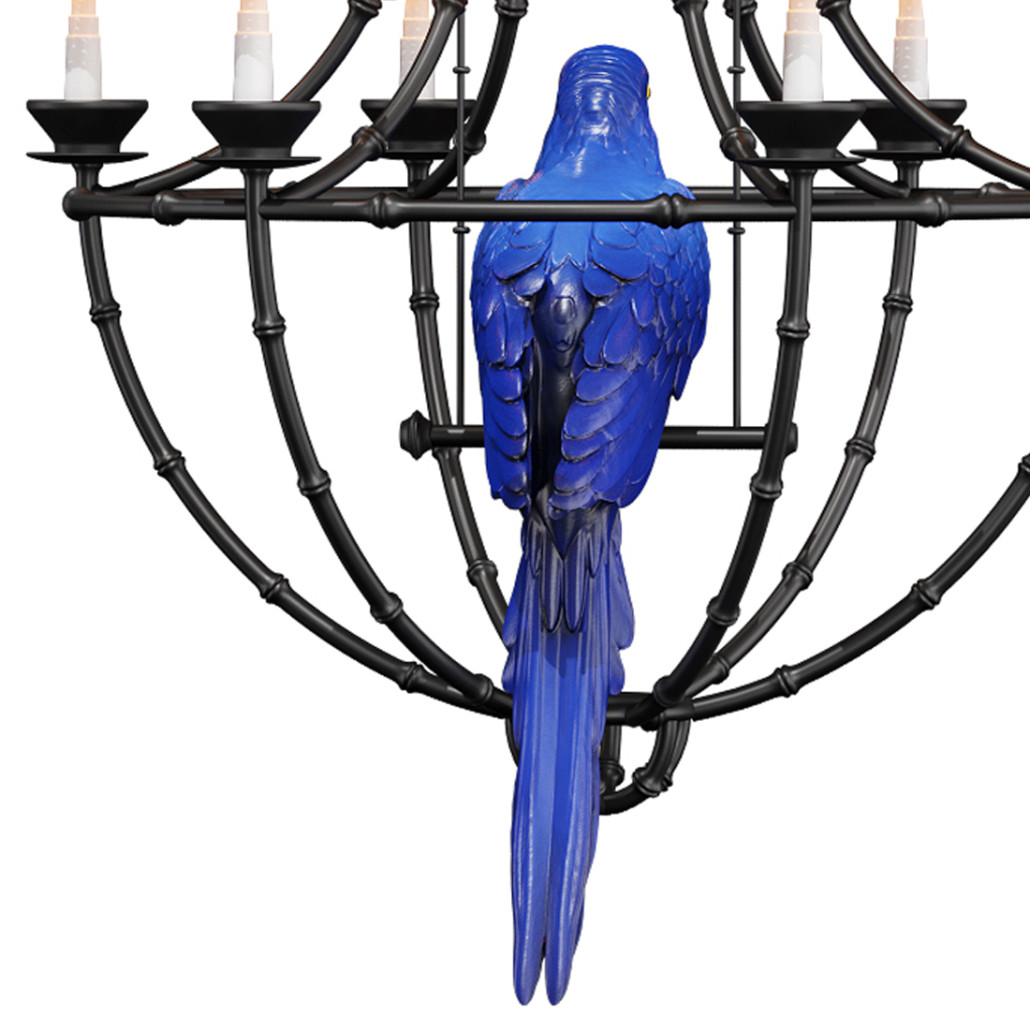 Люстра Panama Cage Chandelier Blue Parrot с попугаями