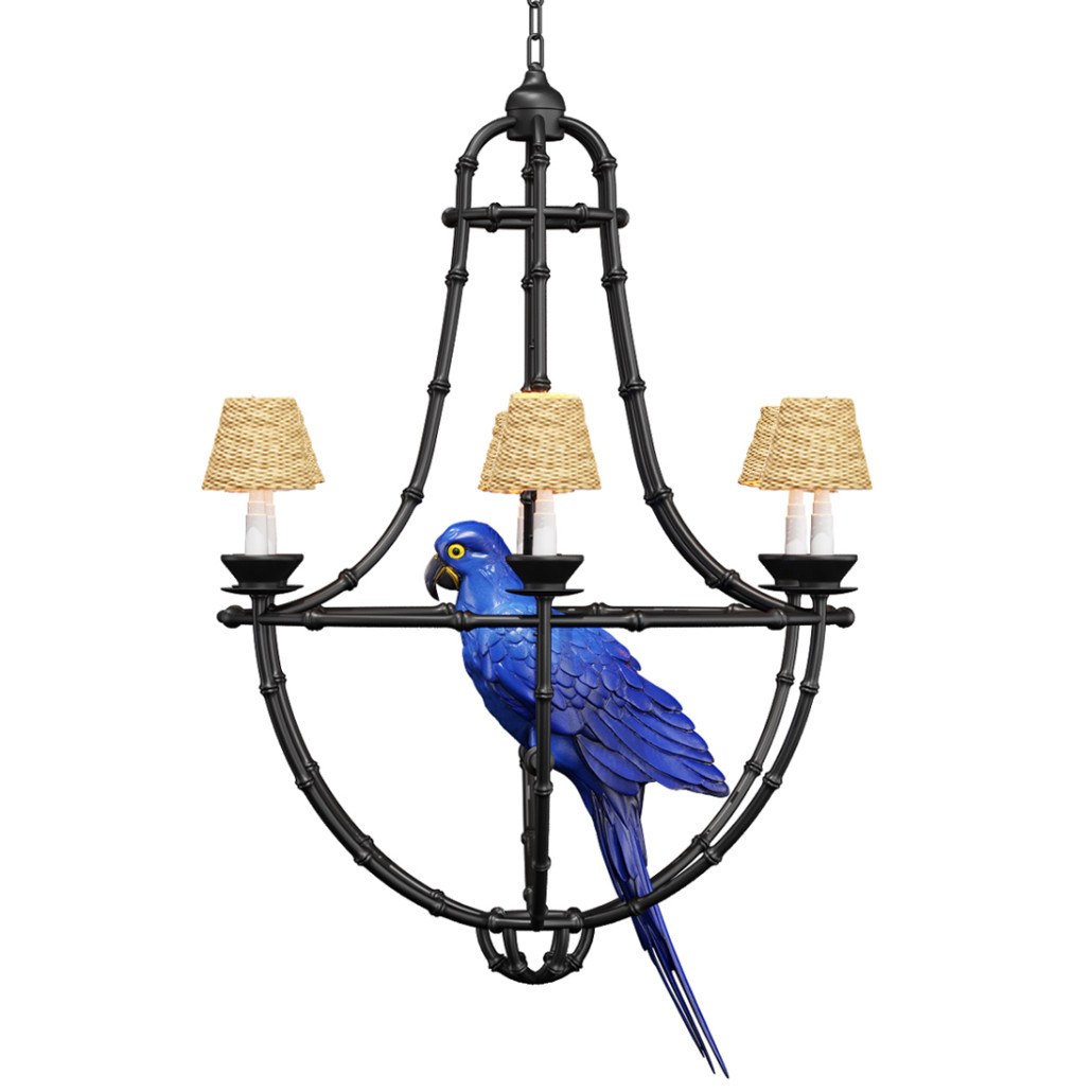 Люстра Panama Cage Chandelier Blue Parrot с попугаями