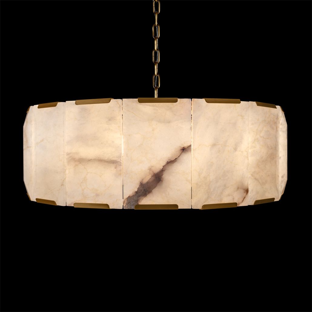 Подвесная люстра круглая из прямоугольных мраморных панелей 60 Marble square Chandelier