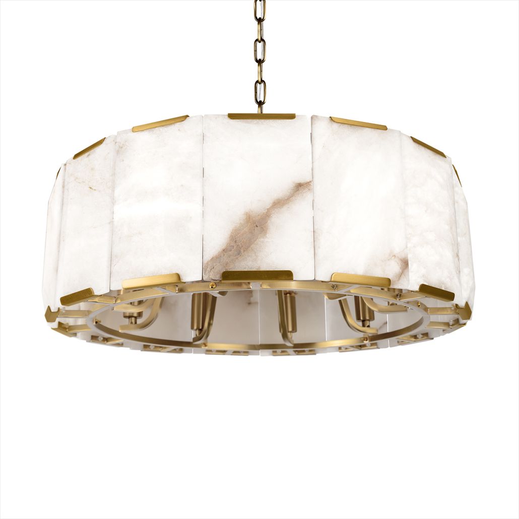 Подвесная люстра круглая из прямоугольных мраморных панелей 60 Marble square Chandelier