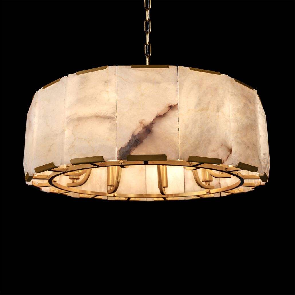 Подвесная люстра круглая из прямоугольных мраморных панелей 60 Marble square Chandelier