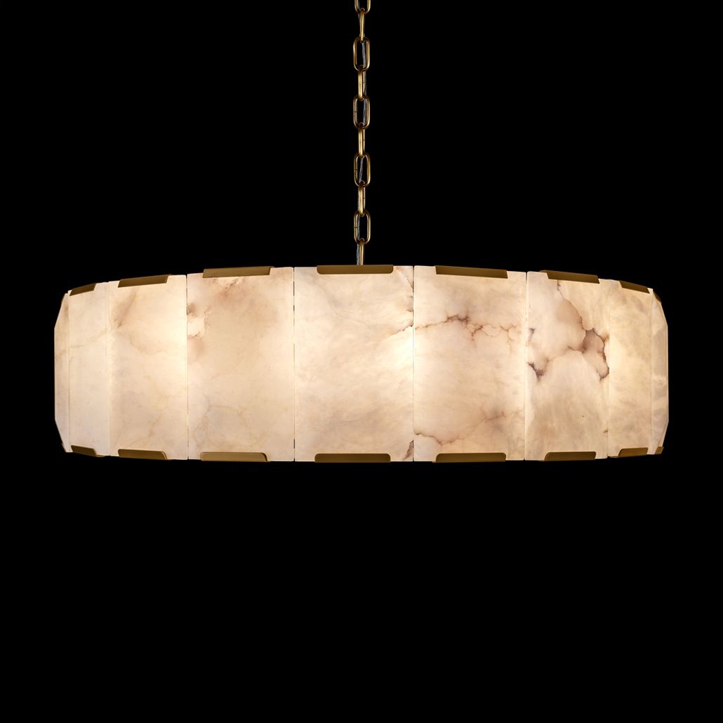 Подвесная люстра круглая  из прямоугольных мраморных панелей 80 Marble square Chandelier