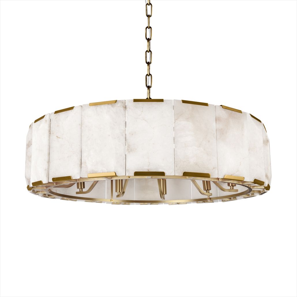 Подвесная люстра круглая из прямоугольных мраморных панелей 80 Marble square Chandelier