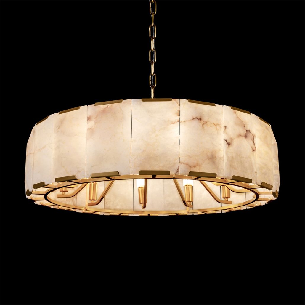 Подвесная люстра круглая из прямоугольных мраморных панелей 80 Marble square Chandelier