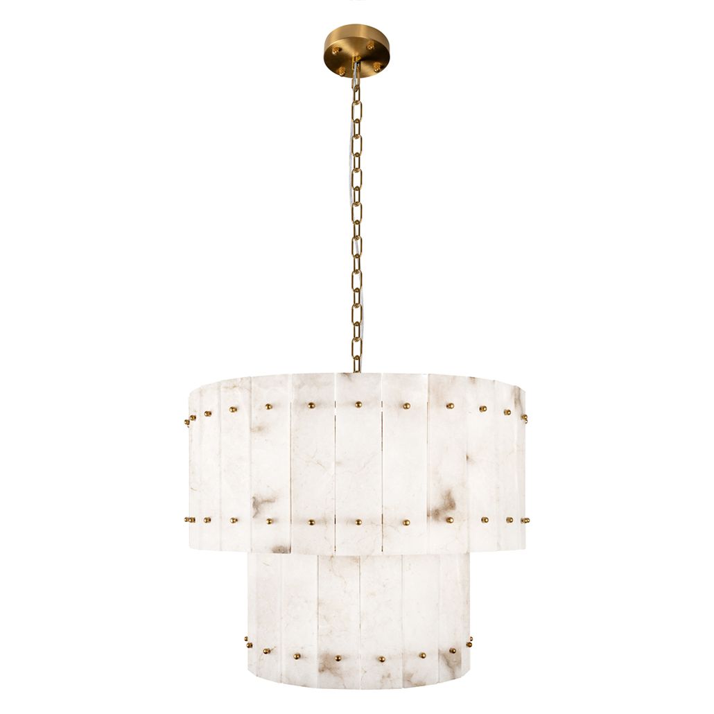 Подвесная люстра двухъярусная из прямоугольных мраморных панелей Marble square Chandelier