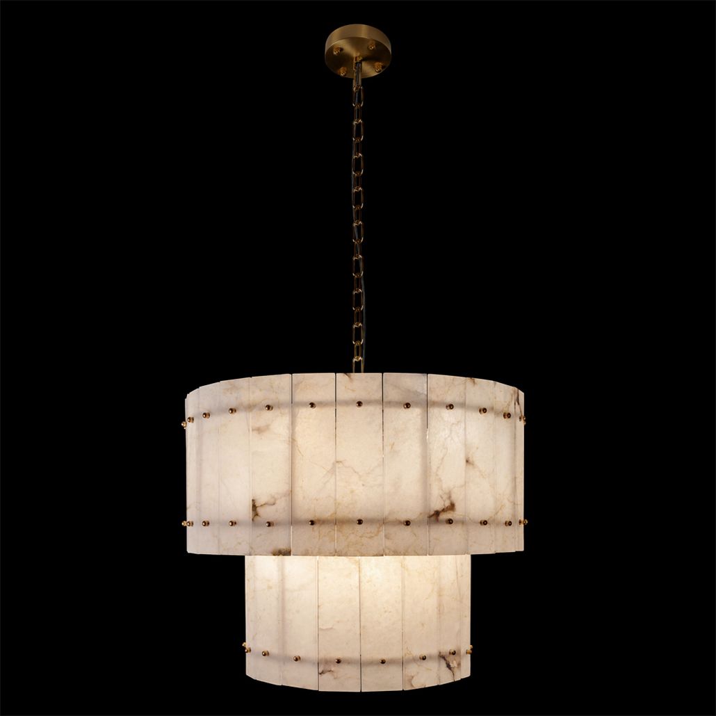 Подвесная люстра двухъярусная из прямоугольных мраморных панелей Marble square Chandelier