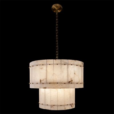Подвесная люстра двухъярусная из прямоугольных мраморных панелей Marble square Chandelier