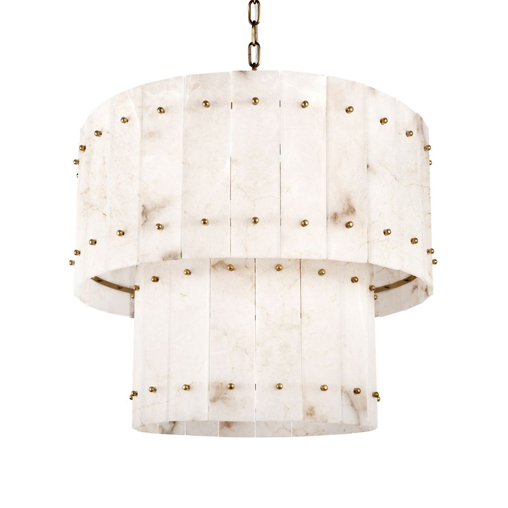 Подвесная люстра двухъярусная из прямоугольных мраморных панелей Marble square Chandelier