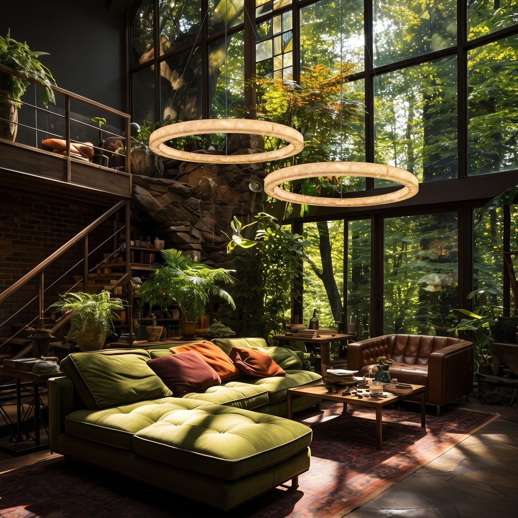 Круглый подвесной светильник Stone Pendant Light 100 см