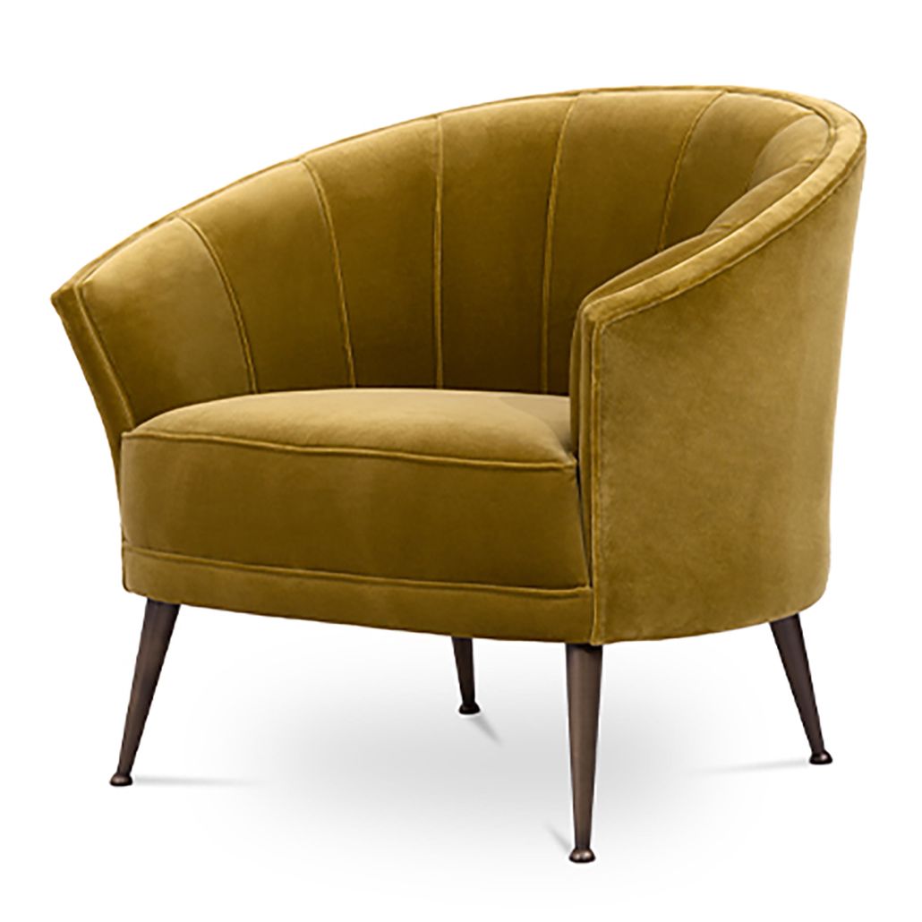Кресло Brabbu Maya Armchair in Gold Cotton Velvet with Brass Legs