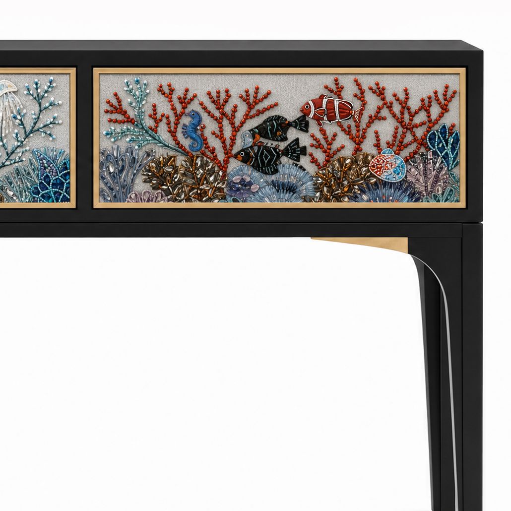 Консоль Fiji Console Limited edition ручная вышивка камнями и стеклярусом