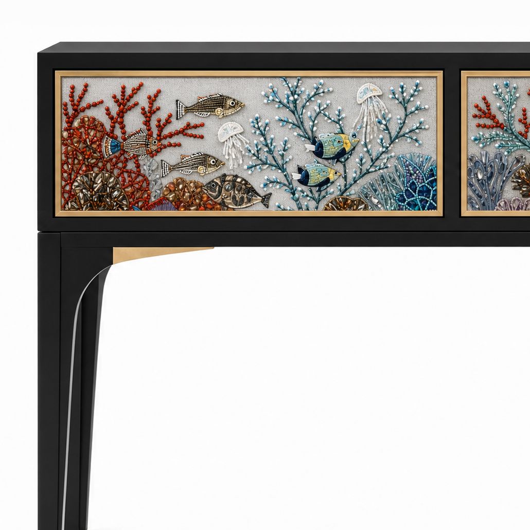 Консоль Fiji Console Limited edition ручная вышивка камнями и стеклярусом