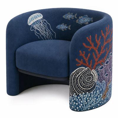 Премиальное дизайнерское Кресло Fiji Armchair Jellyfish on blue