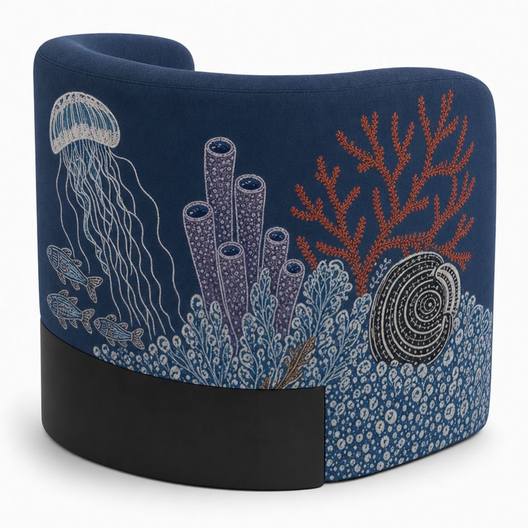Премиальное дизайнерское Кресло Fiji Armchair Jellyfish on blue