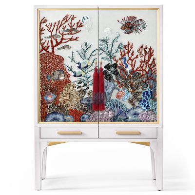 Авторский Барный шкаф Fiji Bar cabinet White Limited edition ручная вышивка