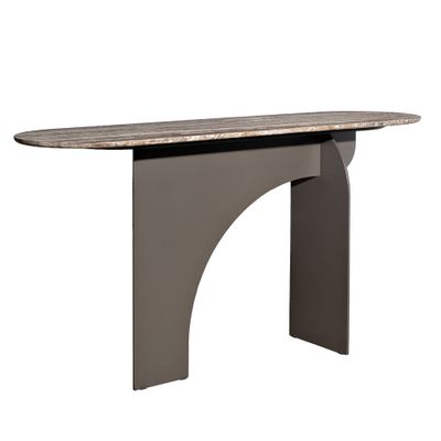 Консоль с овальной столешницей из травертина Midnight Flute