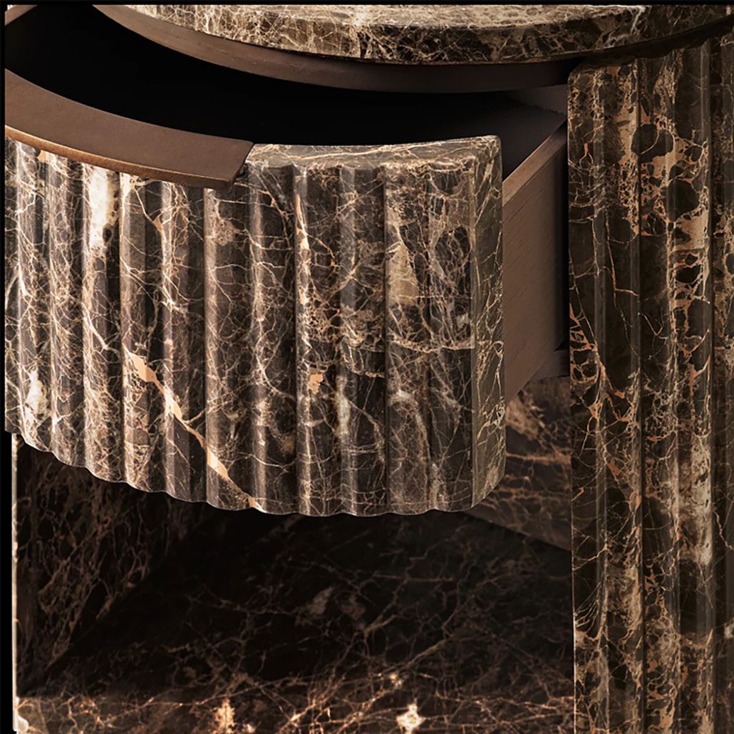 Hathor Bedroom Travertine Прикроватная тумба коричневый травертин