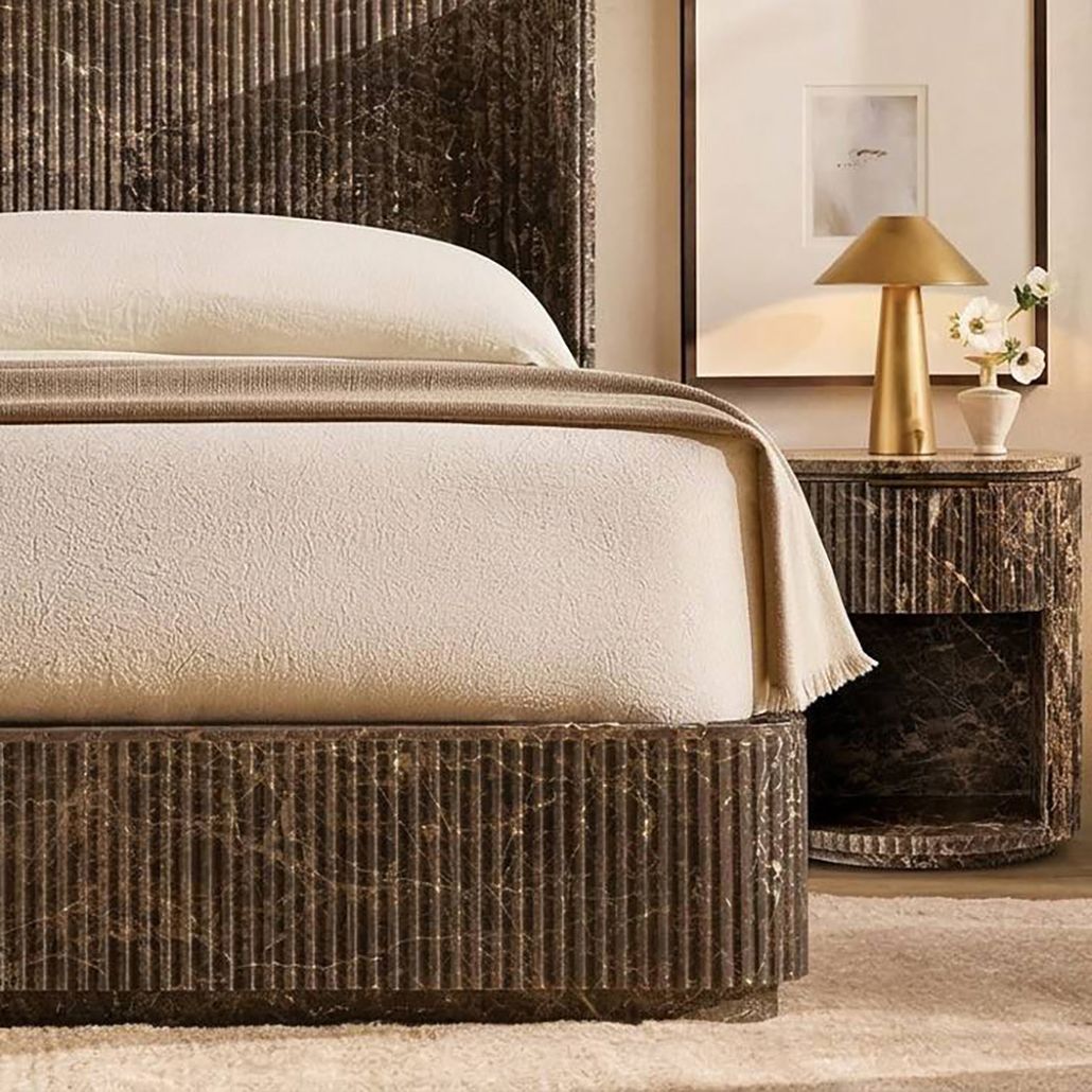 Hathor Bedroom Travertine Прикроватная тумба коричневый травертин