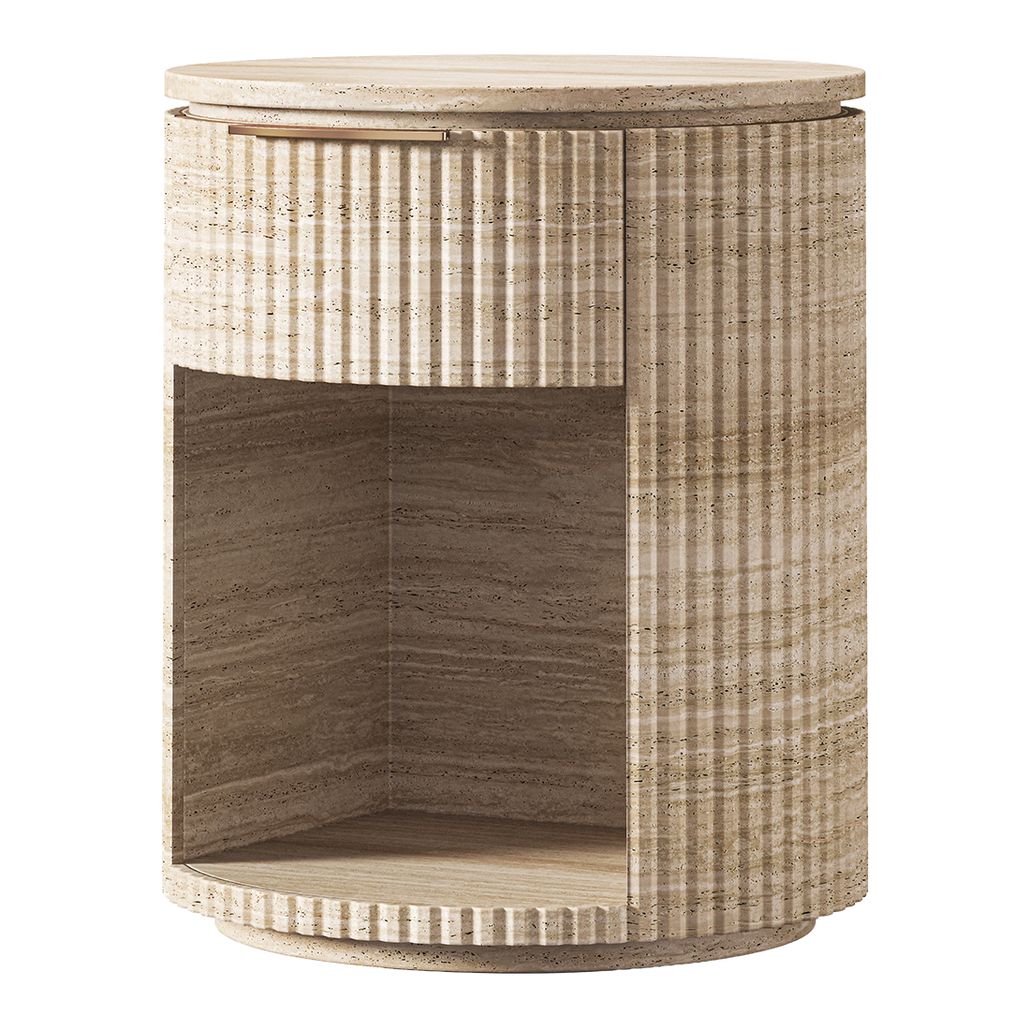 Hathor Bedroom Travertine Прикроватная тумба бежевый травертина