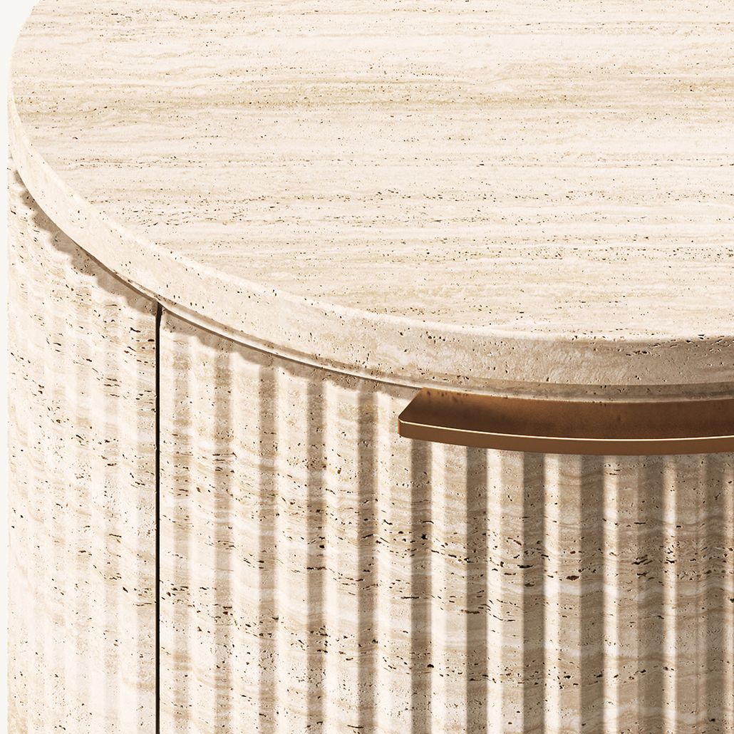Hathor Bedroom Travertine Прикроватная тумба бежевый травертина