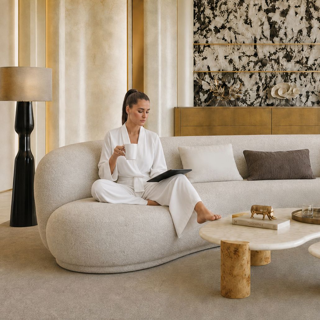 Диван UMA Ivory белое букле