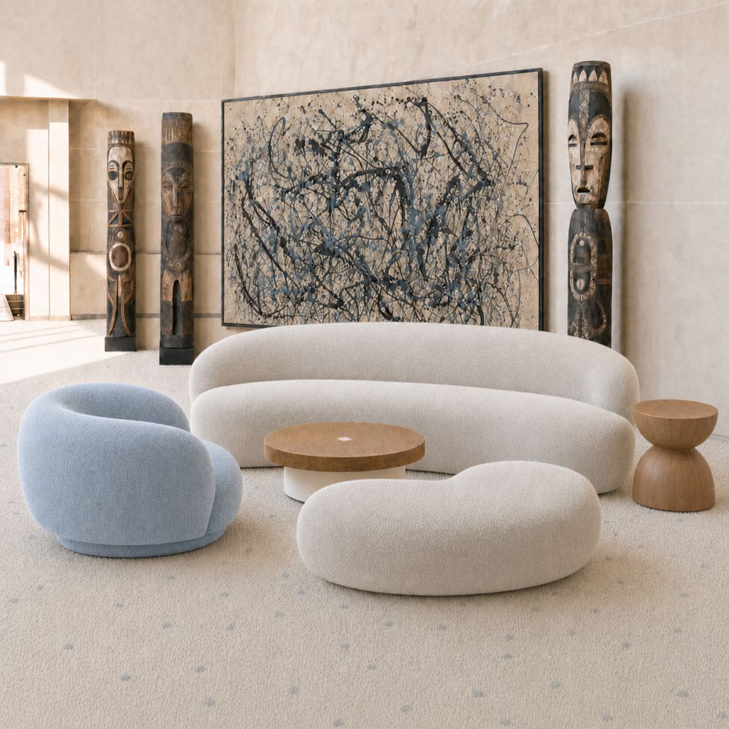 Оттоманка UMA Ivory белое букле