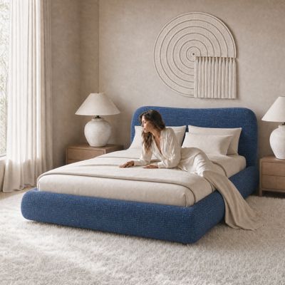 Кровать UMA blue синее букле