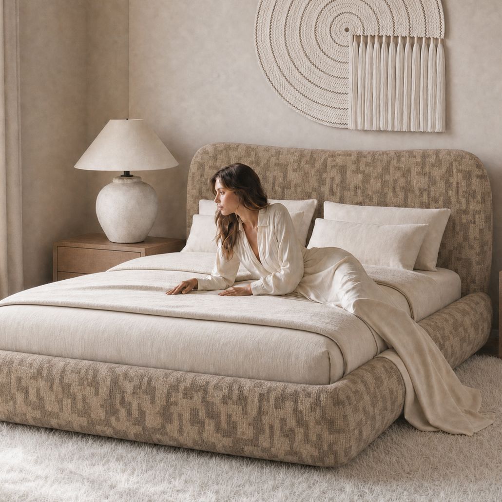 Кровать UMA beige бежевое букле