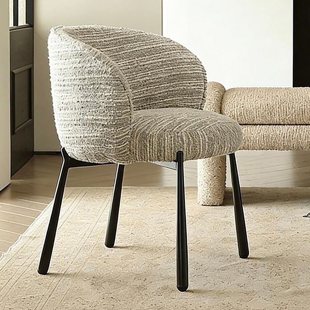 Octavia Dining Chair Стул стиль джапанди Серый шенилл