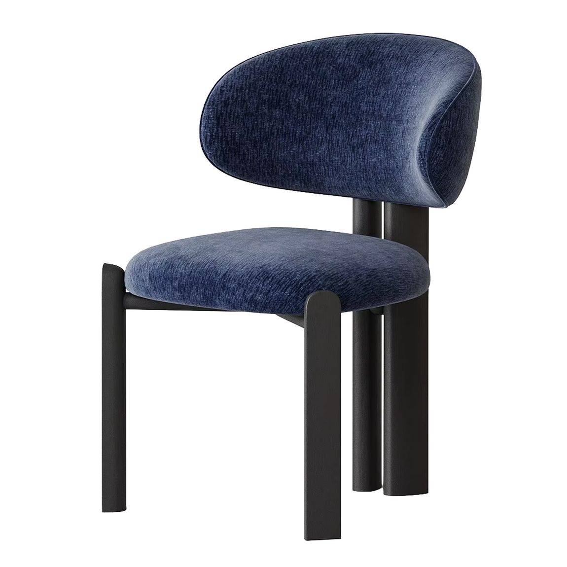Современный дизайнерский Стул Itan Chair синий шенилл