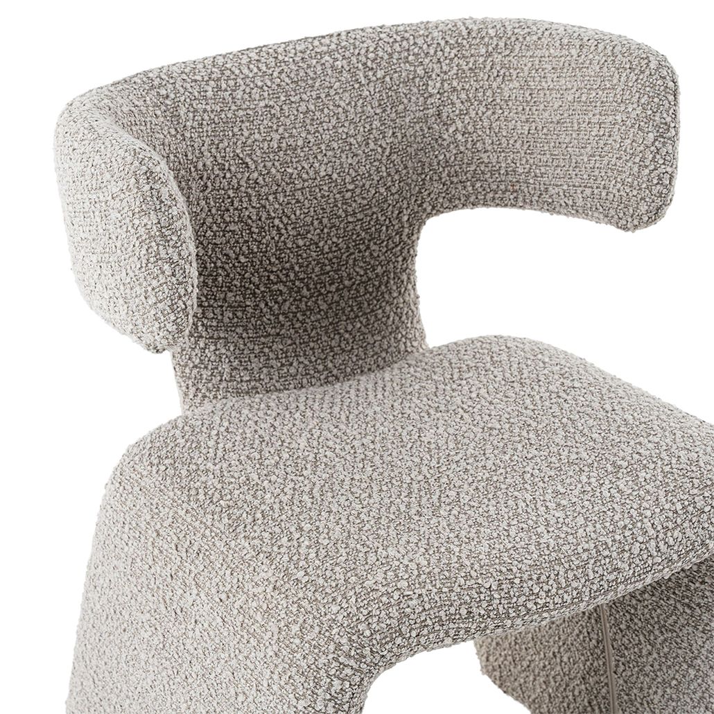 Стул Bergman Dining Chair стиль ваби-саби серое букле