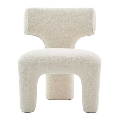 Стул Aruba Dining Chair дизайнерская форма  жемчужный цвет букле