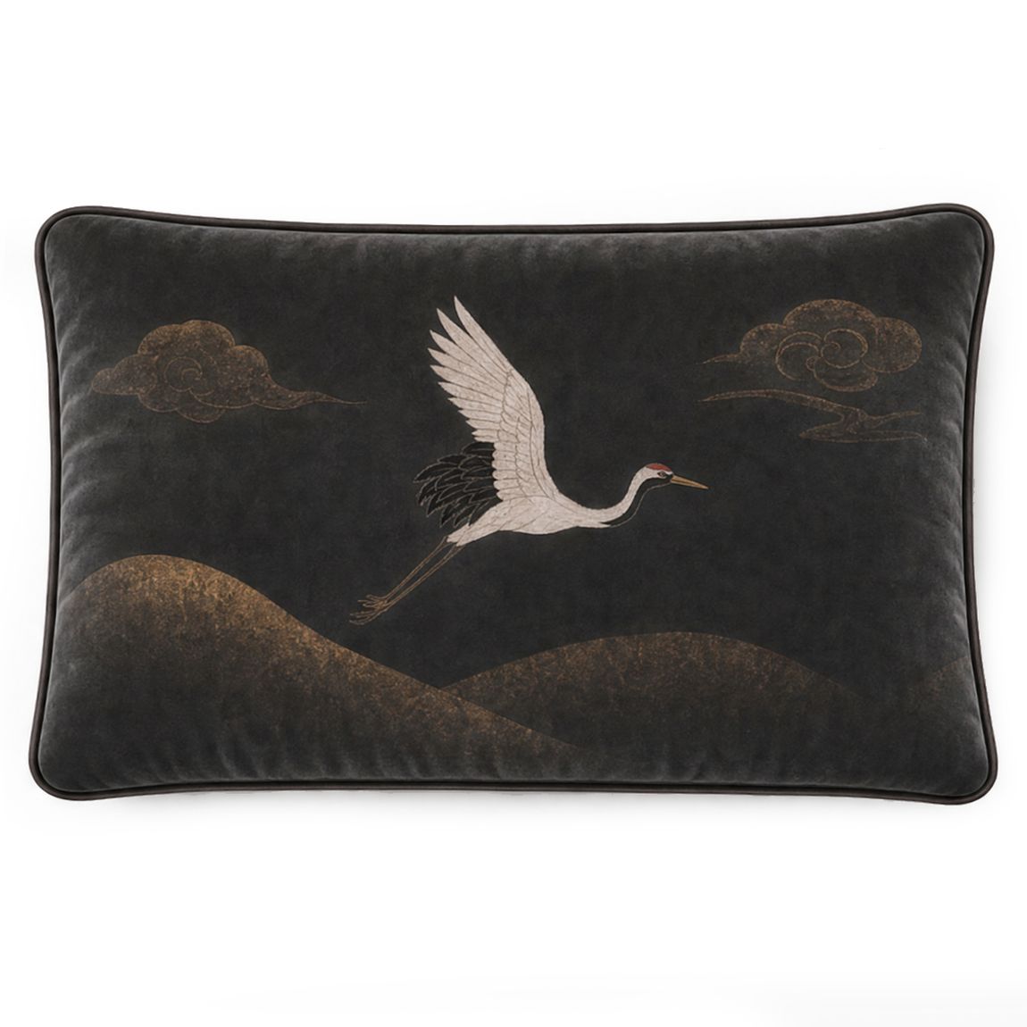 Декоративная подушка Cranes Japanese Garden chocolate I