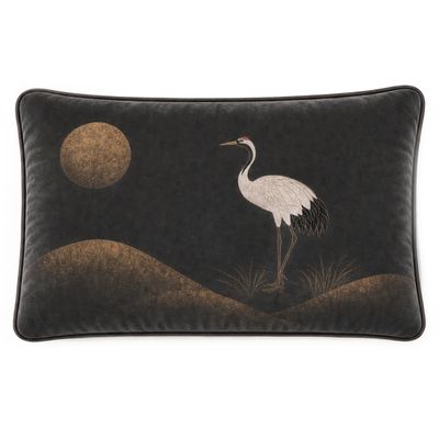 Декоративная подушка Cranes Japanese Garden chocolate II