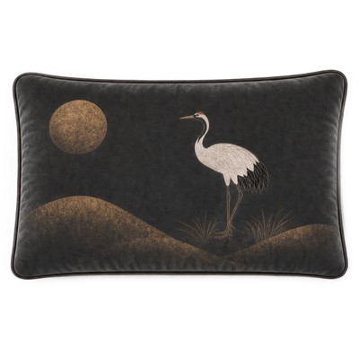 Декоративная подушка Cranes Japanese Garden chocolate II