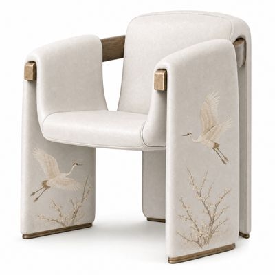 Полукресло Cranes Japanese Garden Ivory натуральная кожа