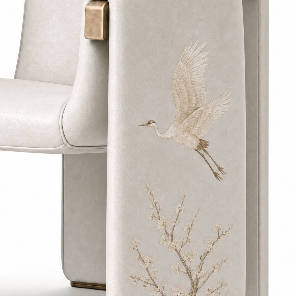 Полукресло Cranes Japanese Garden Ivory натуральная кожа