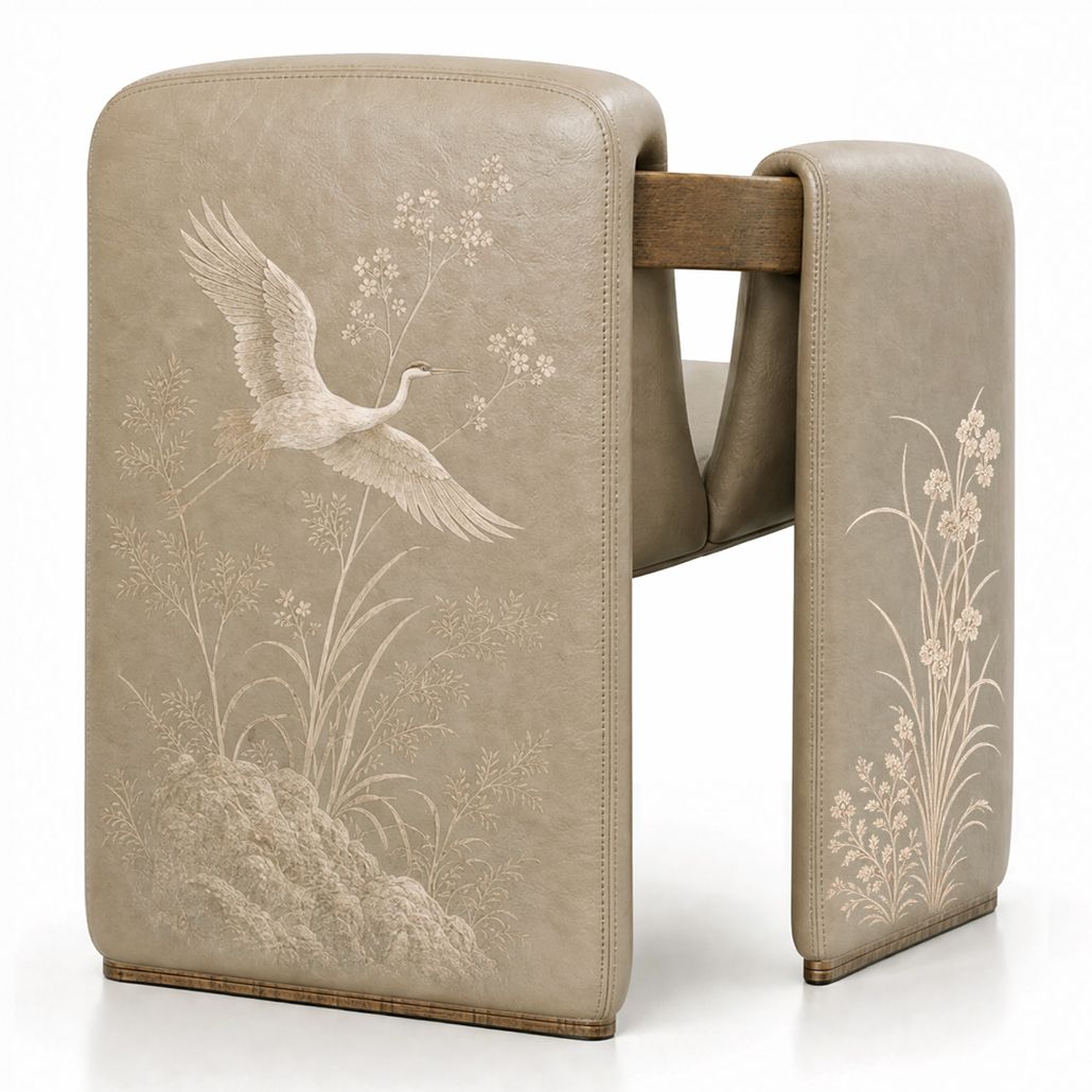 Полукресло Cranes Japanese Garden Beige натуральная кожа