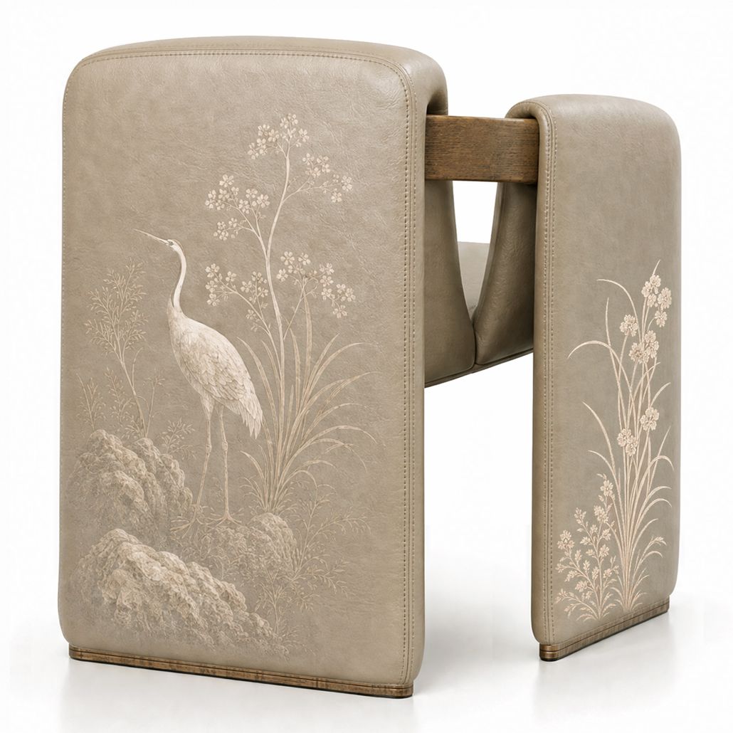 Полукресло Cranes Japanese Garden Beige натуральная кожа