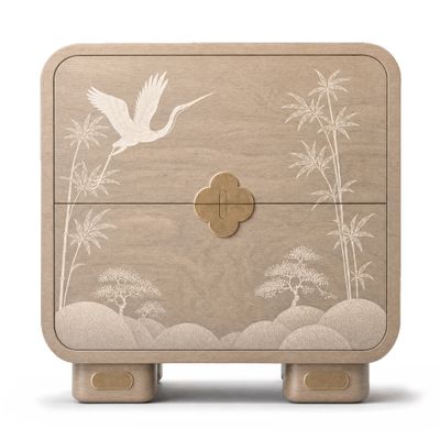 Прикроватная Тумба Cranes Japanese Garden Beige