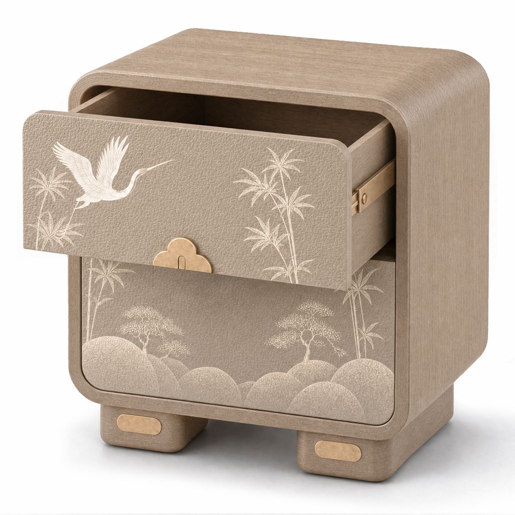 Прикроватная Тумба Cranes Japanese Garden Beige