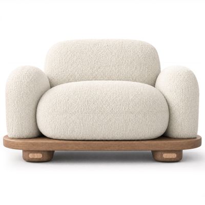 Кресло Akio Japandi Lounge Chair Белое Букле