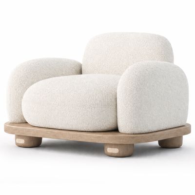 Кресло Akio Japandi Lounge Chair Белое Букле