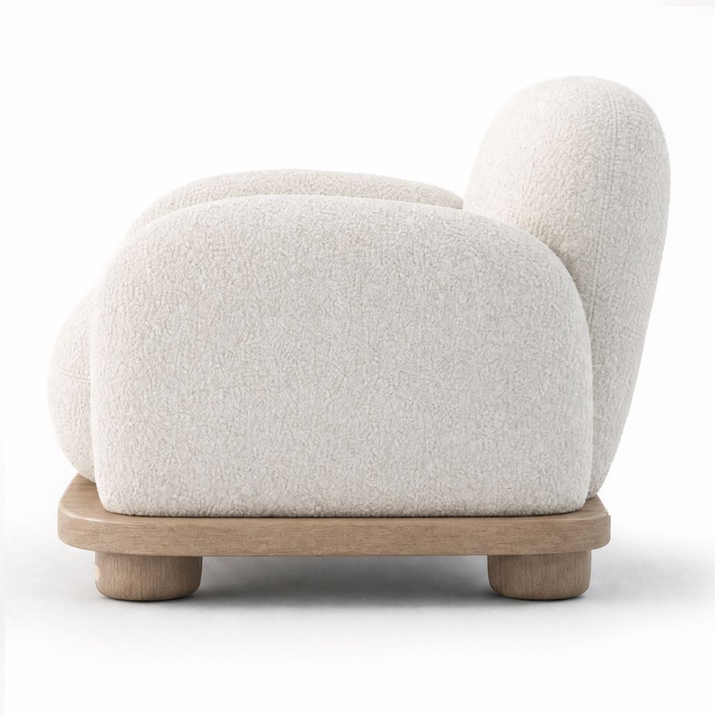 Кресло Akio Japandi Lounge Chair Белое Букле