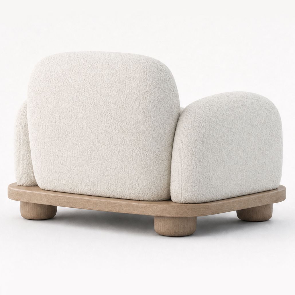 Кресло Akio Japandi Lounge Chair Белое Букле