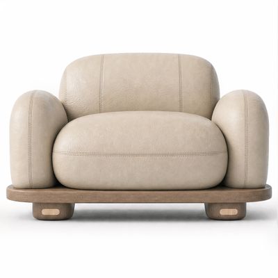 Кресло Akio Japandi  Lounge Chair Натуральная кожа