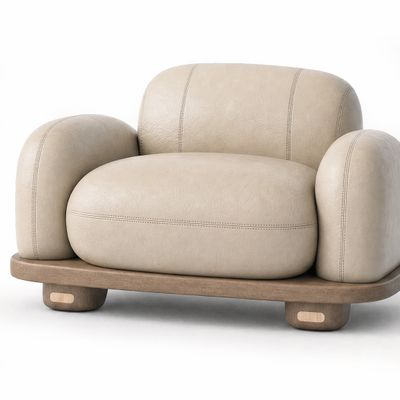 Кресло Akio Japandi Lounge Chair Натуральная кожа
