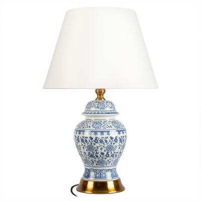 Настольная лампа с цветочной росписью Blue & White Chinoiserie