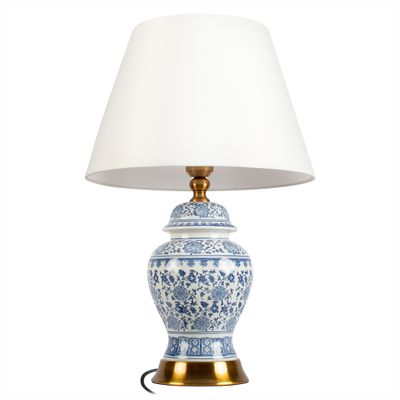 Настольная лампа с цветочной росписью Blue & White Chinoiserie